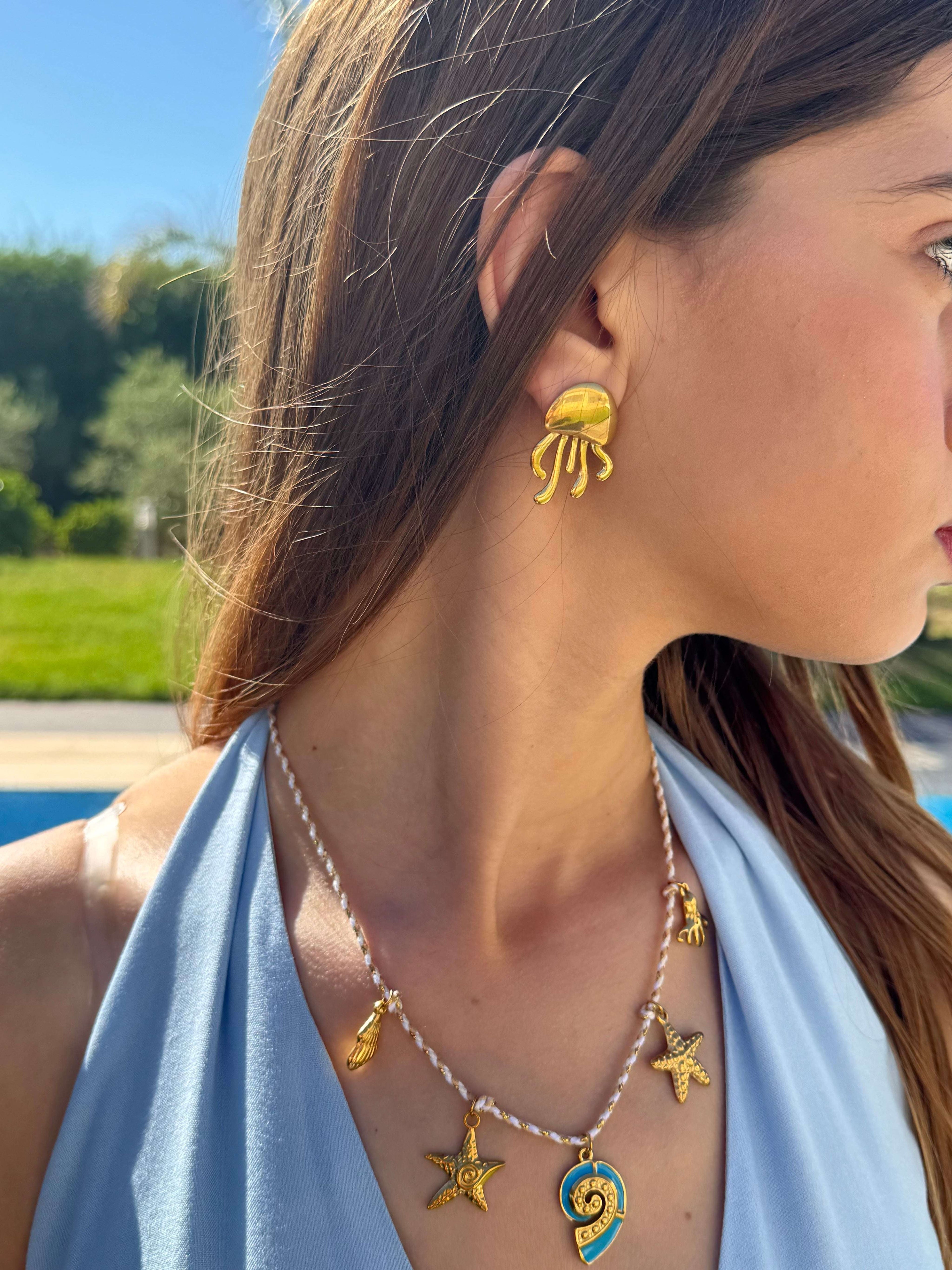 Boucles d’oreilles Méduse Dorée