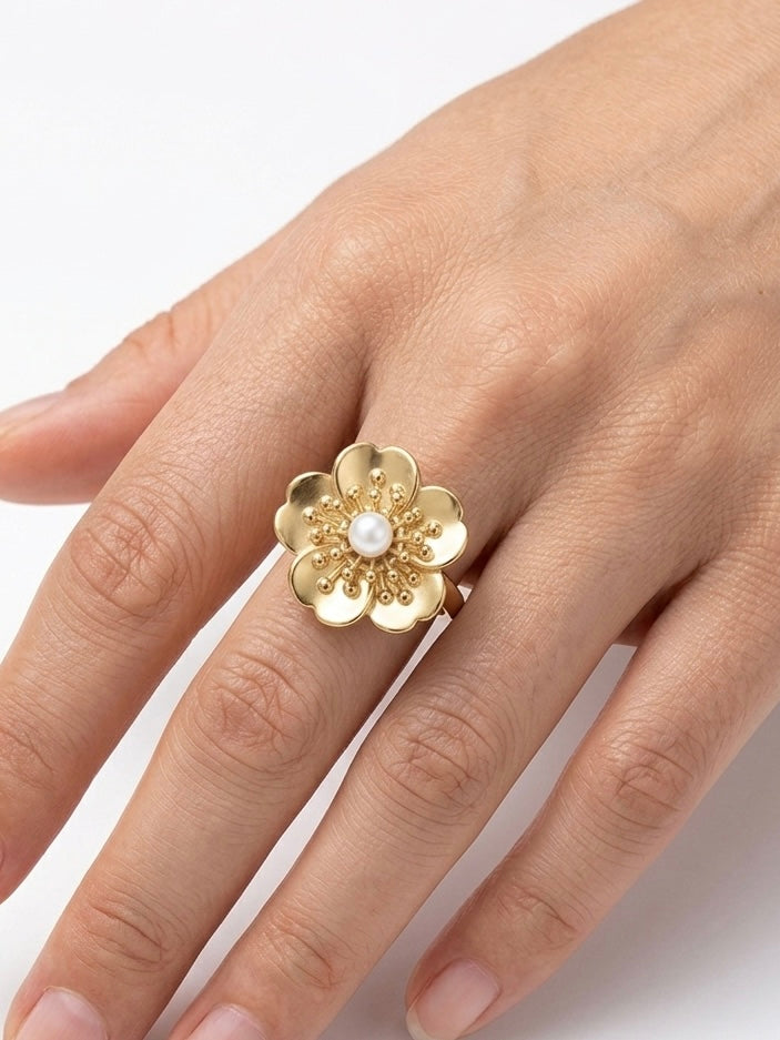 Bague Fleur Perlée