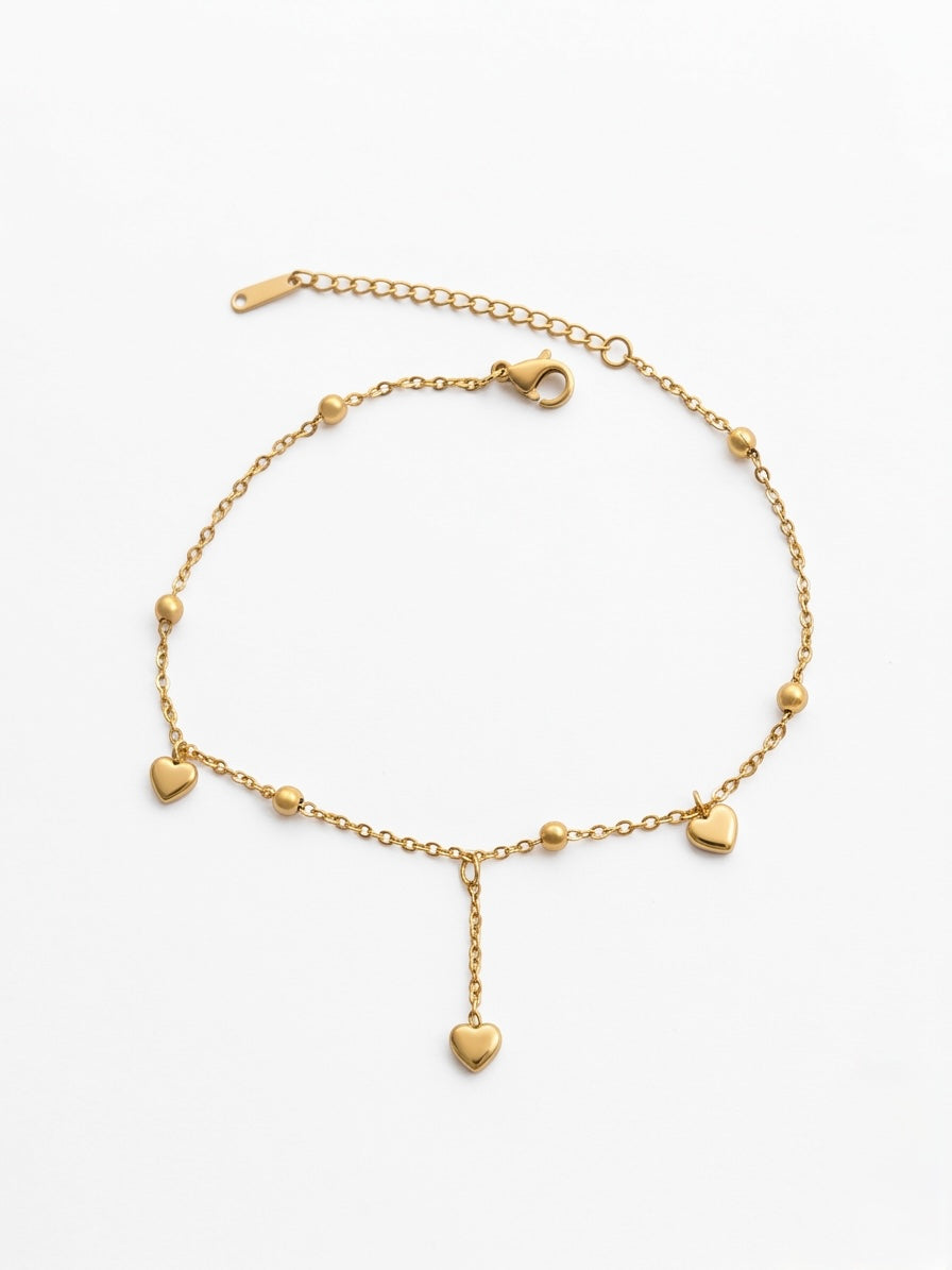 Bracelet de Cheville Billes & Petits Cœurs
