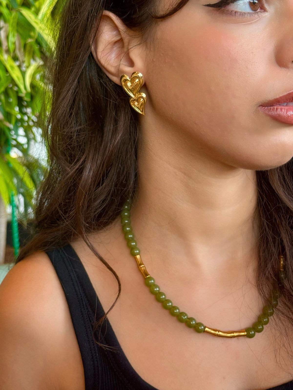 Collier Perles de Jade & Bambou