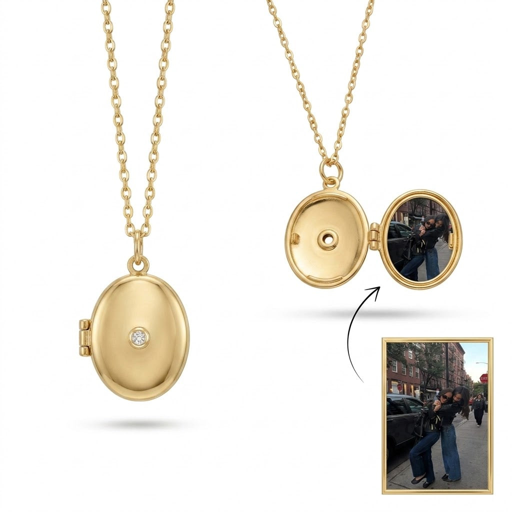Collier Médaillon Ovale Zircon Personnalisé