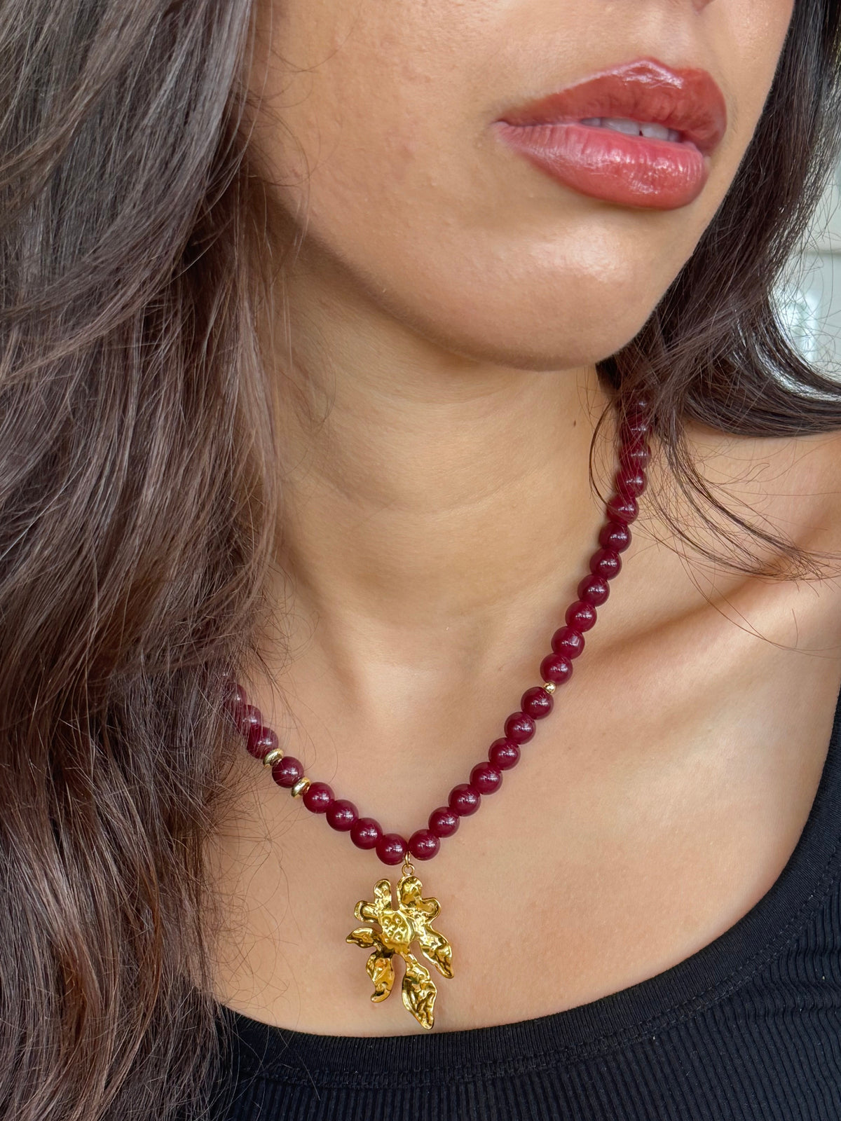 Collier Rangs Pourpres & Fleur Royale