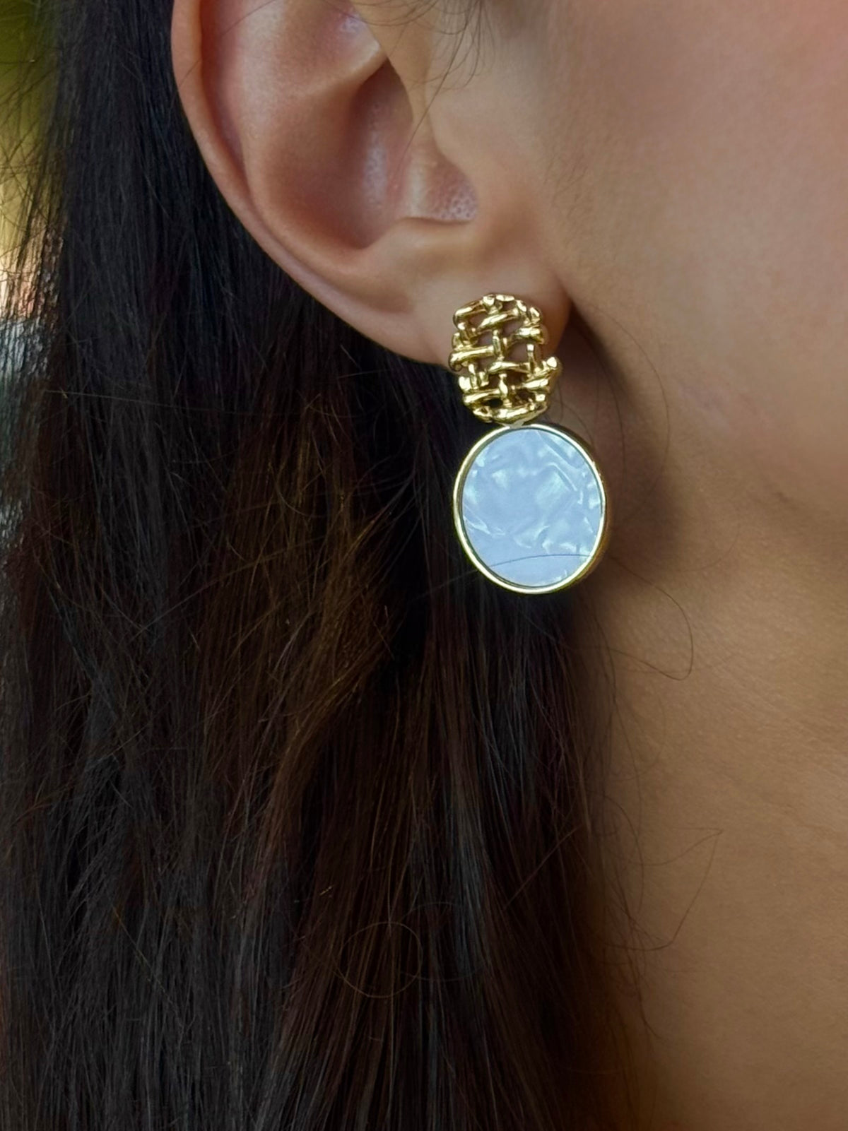 Boucles d'Oreilles Tissage Nacre