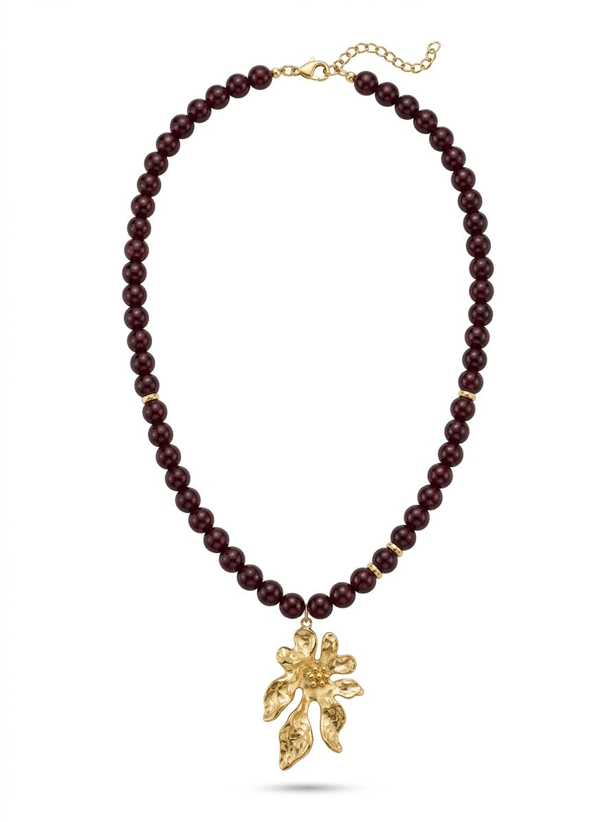 Collier Rangs Pourpres & Fleur Royale