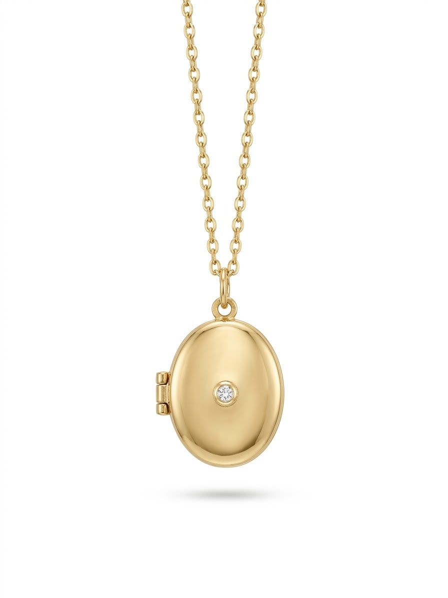 Collier Médaillon Ovale Zircon Personnalisé
