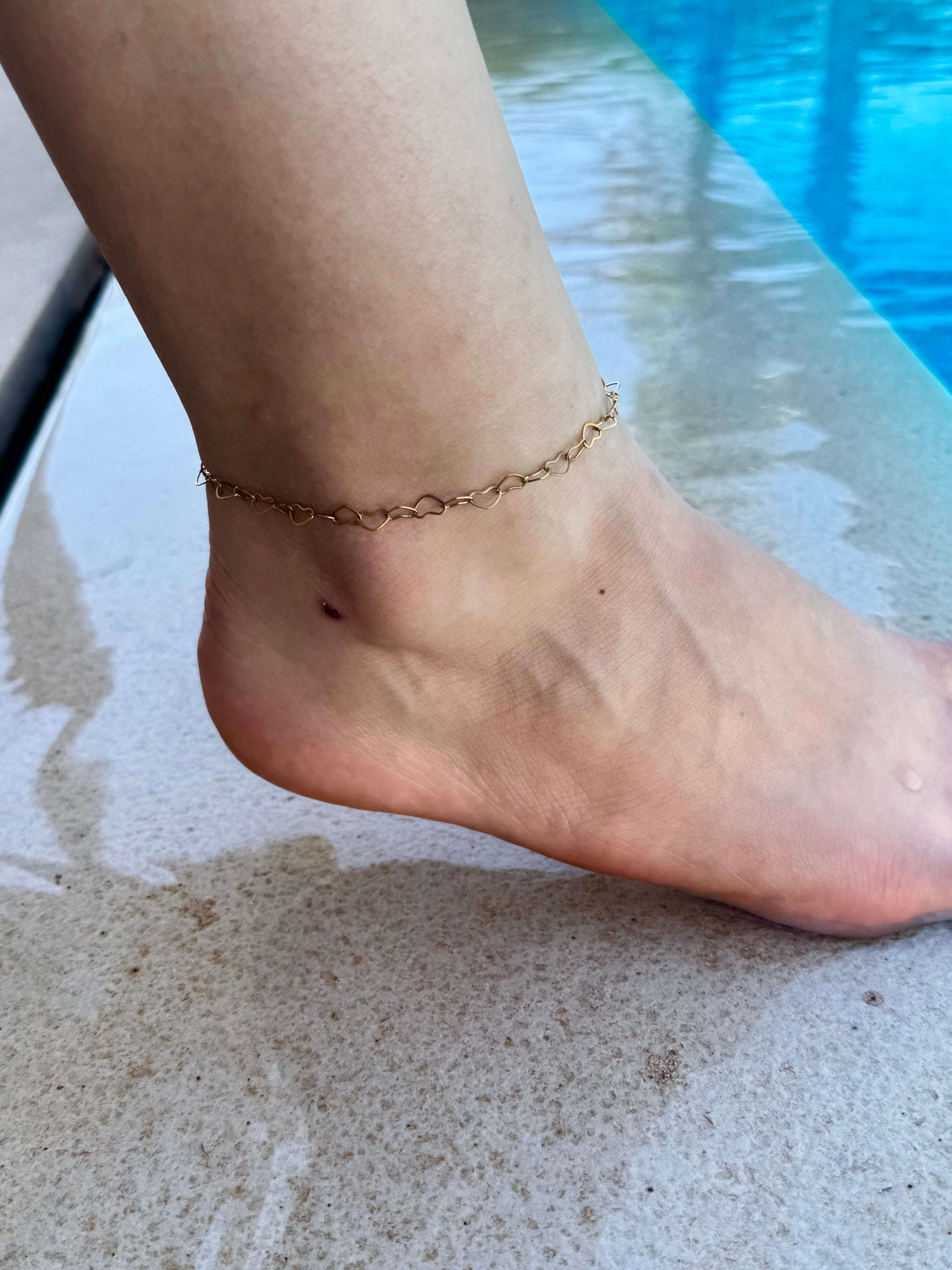 Bracelet de cheville Cœurs Enlacés
