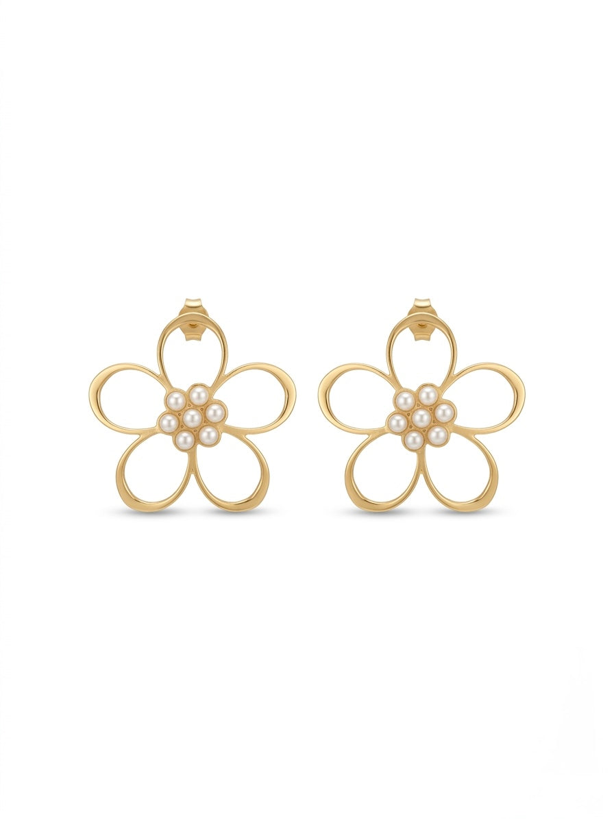 Boucles d'Oreilles Fleur & Perles
