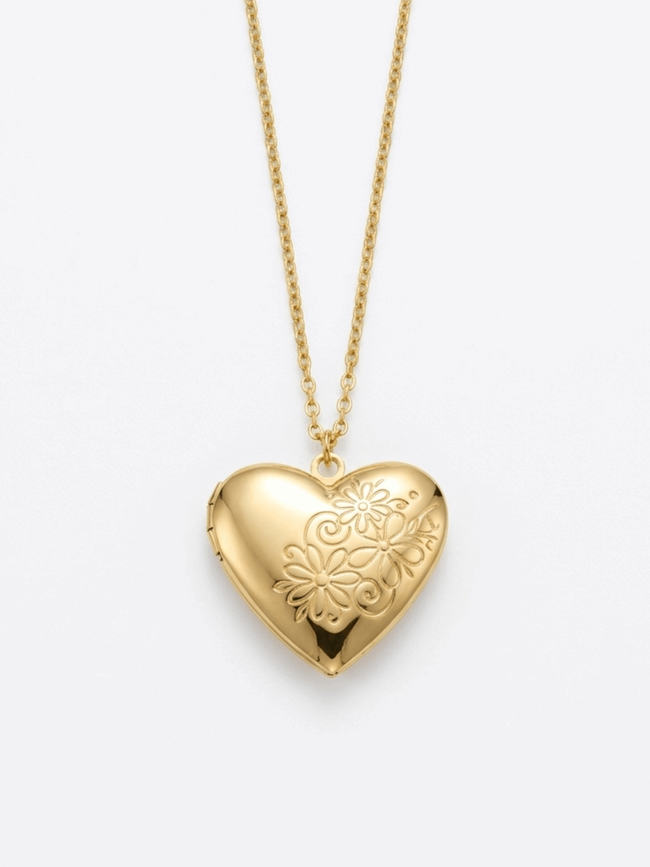 Collier Cœur Gravé Élégance