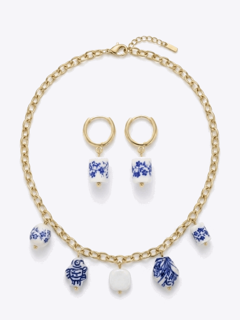 Parure Azur : Collier & Boucles d'Oreilles