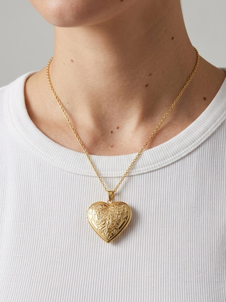 Collier Cœur Fleur Brillante