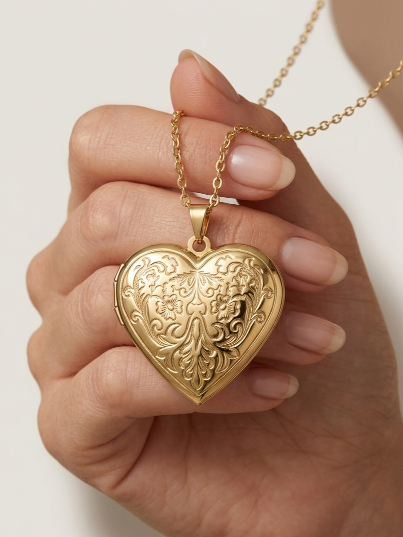 Collier Cœur Fleur Brillante