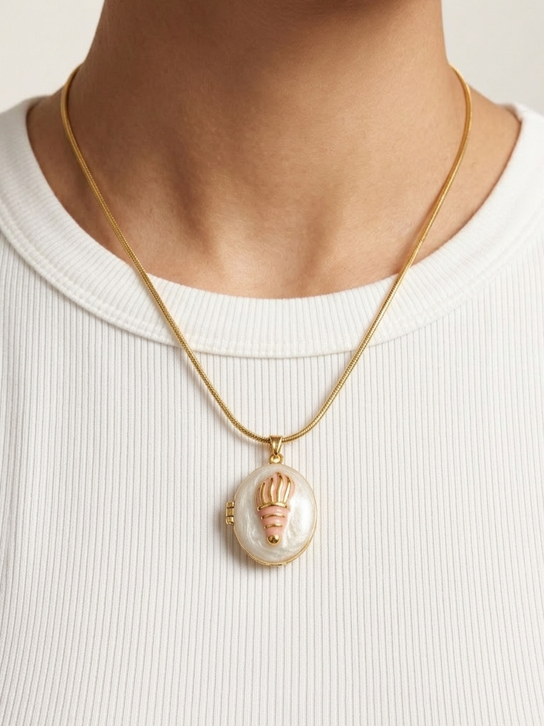 Collier Ovale Coquillage Perlé