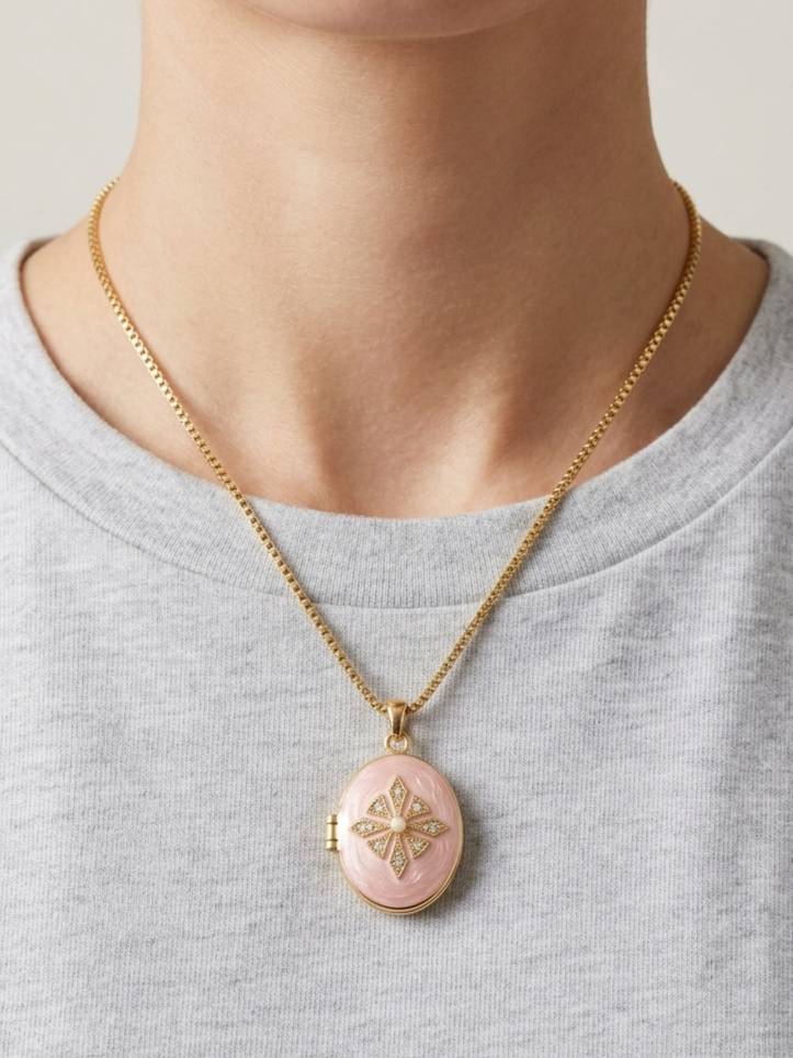 Collier Ovale Fleur Royale