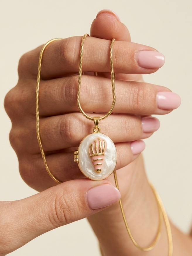 Collier Ovale Coquillage Perlé