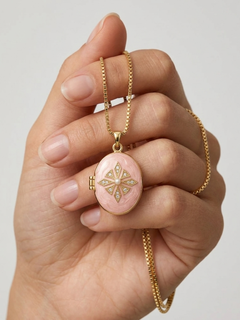 Collier Ovale Fleur Royale