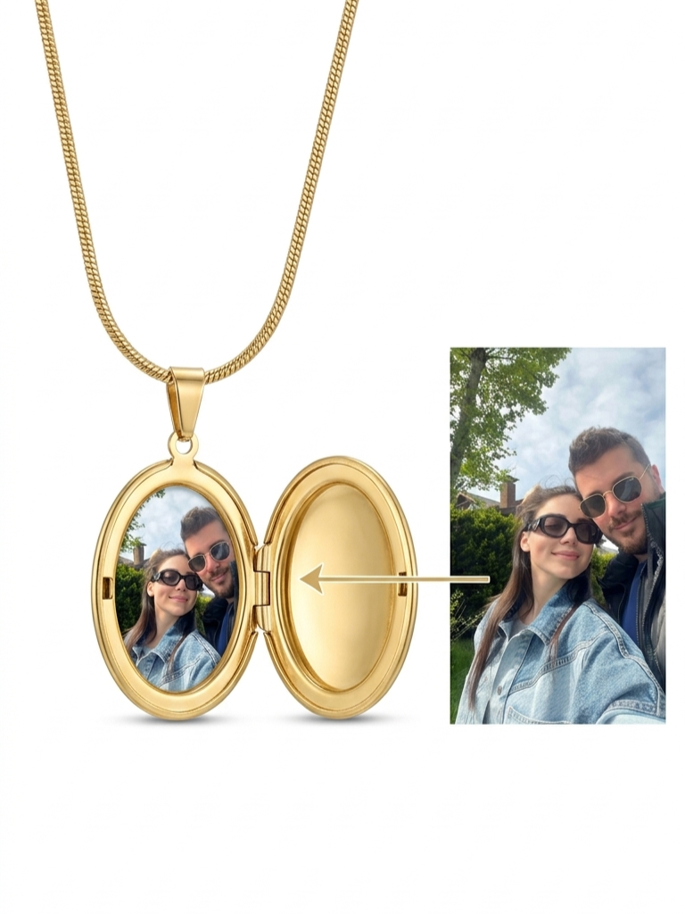 Collier Ovale Tulipe Rose