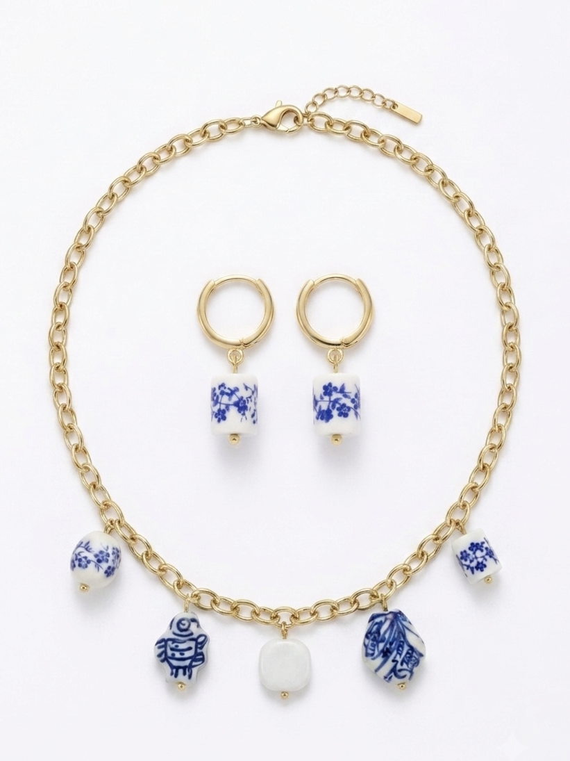 Parure Azur : Collier & Boucles d'Oreilles