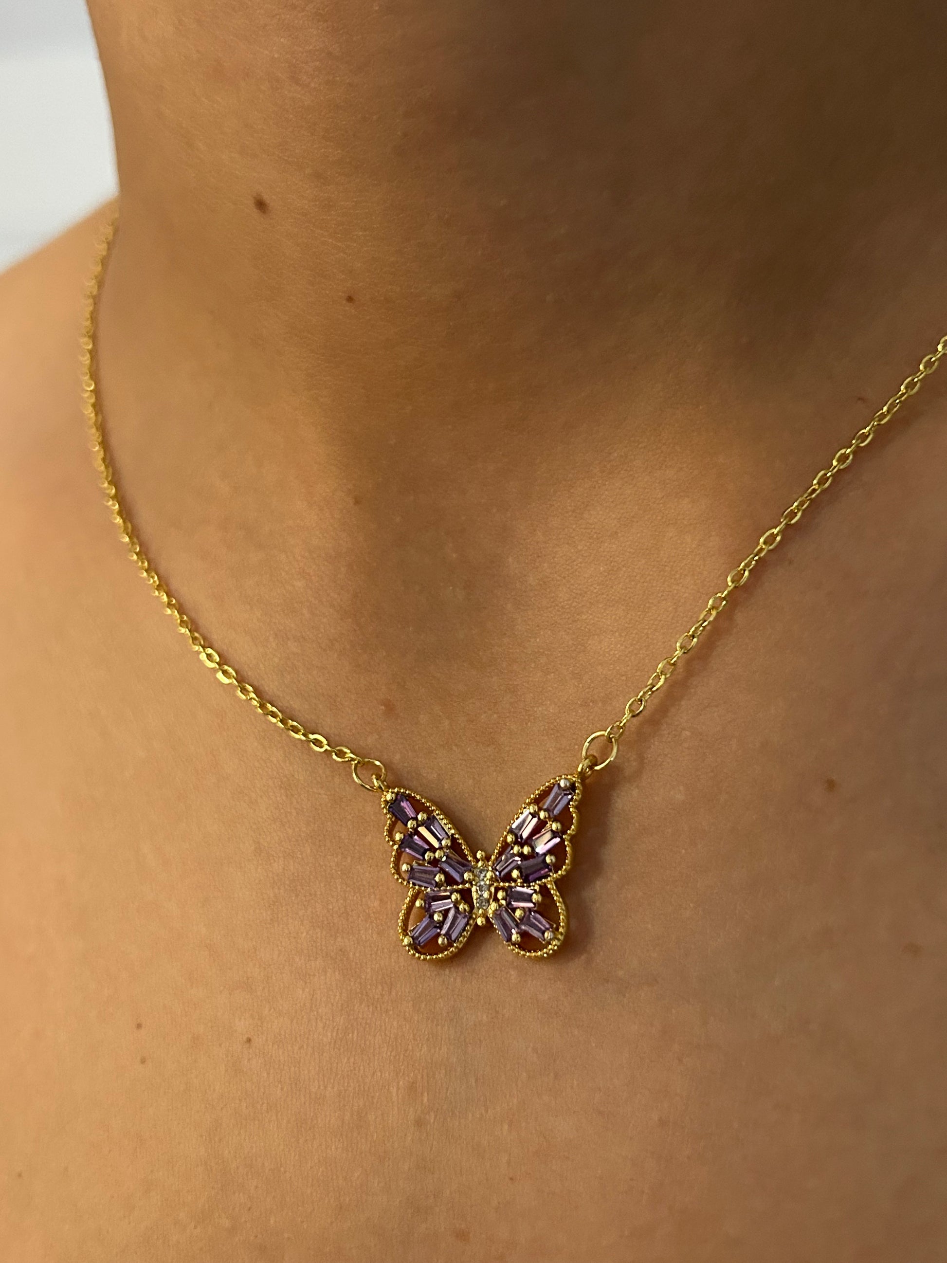 Collier Papillon  pierres violettes - Ym Jewels