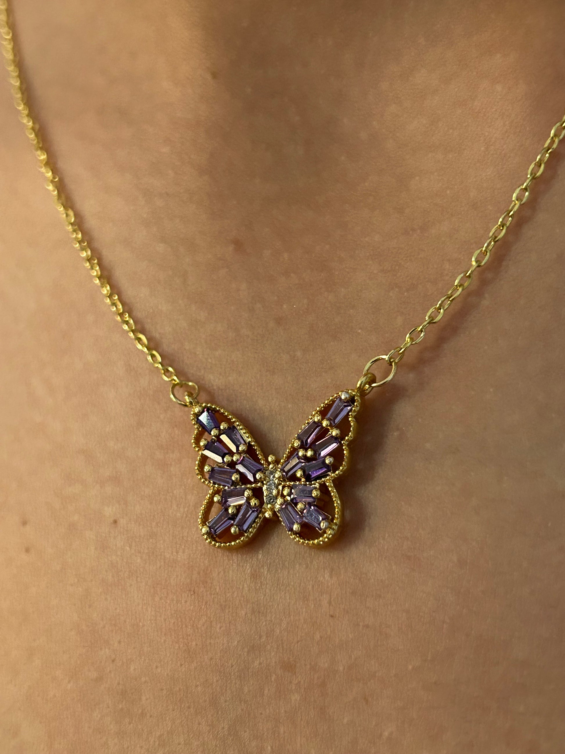 Collier Papillon  pierres violettes - Ym Jewels