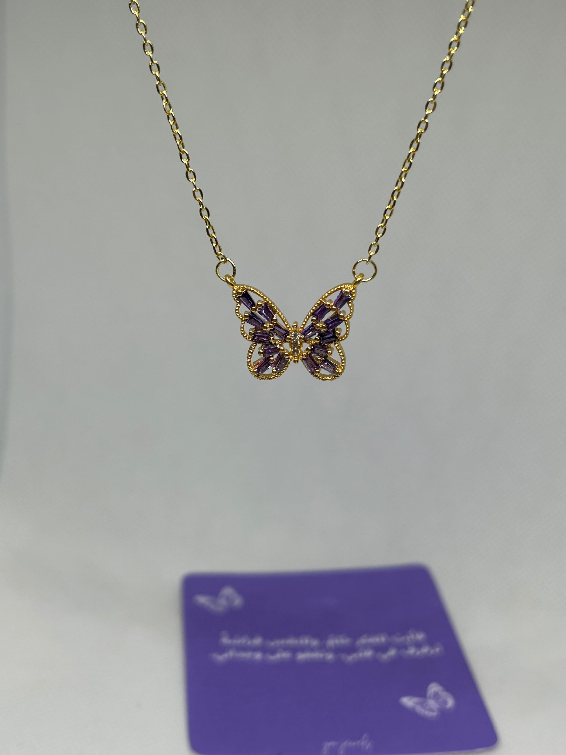 Collier Papillon  pierres violettes - Ym Jewels