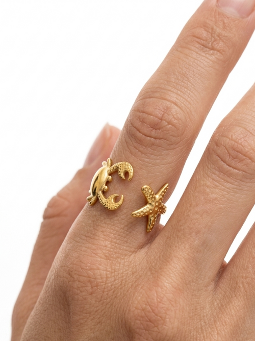 Bague Crabe & Étoile de Mer