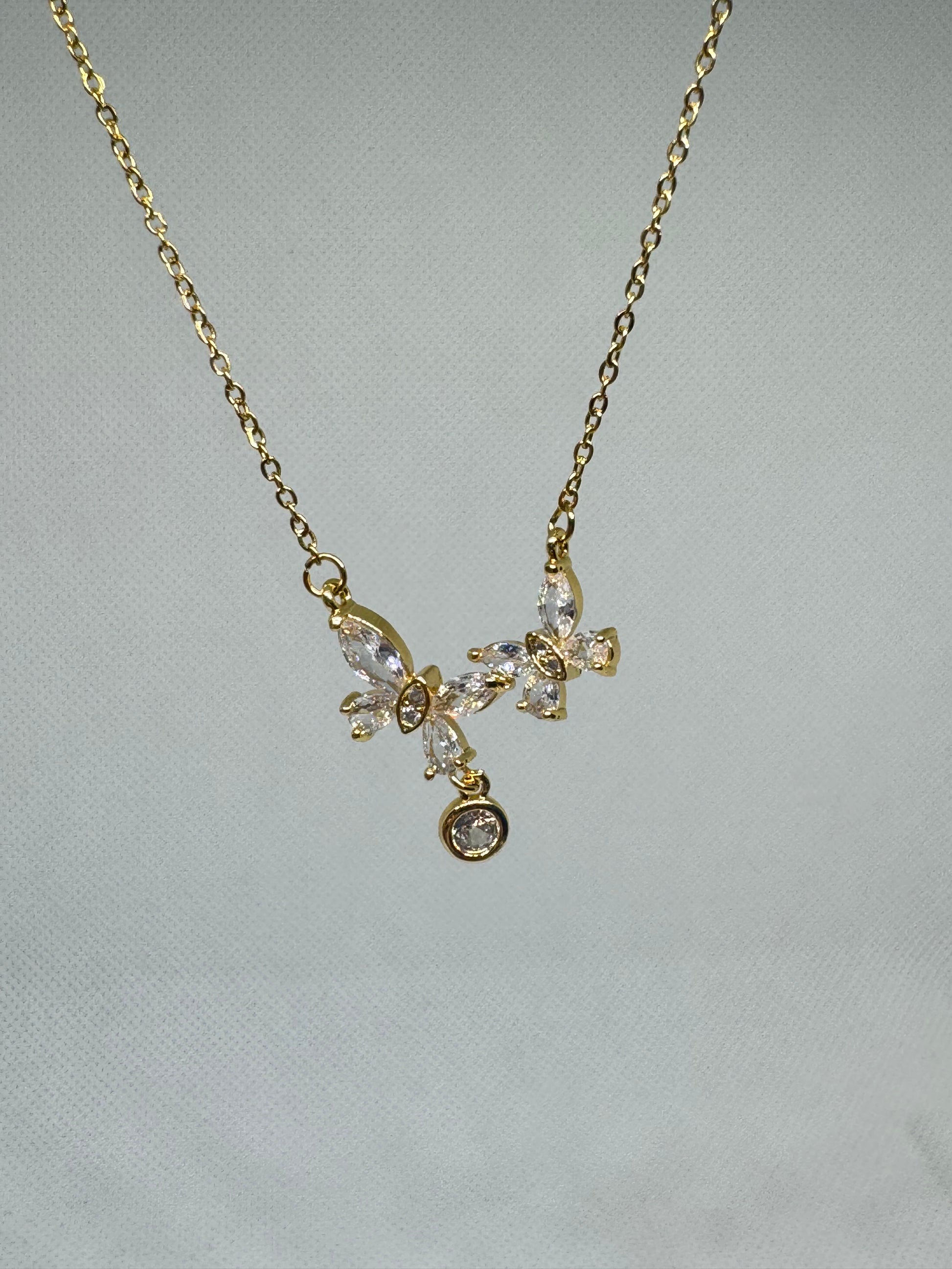 Collier Double Papillon Brillant