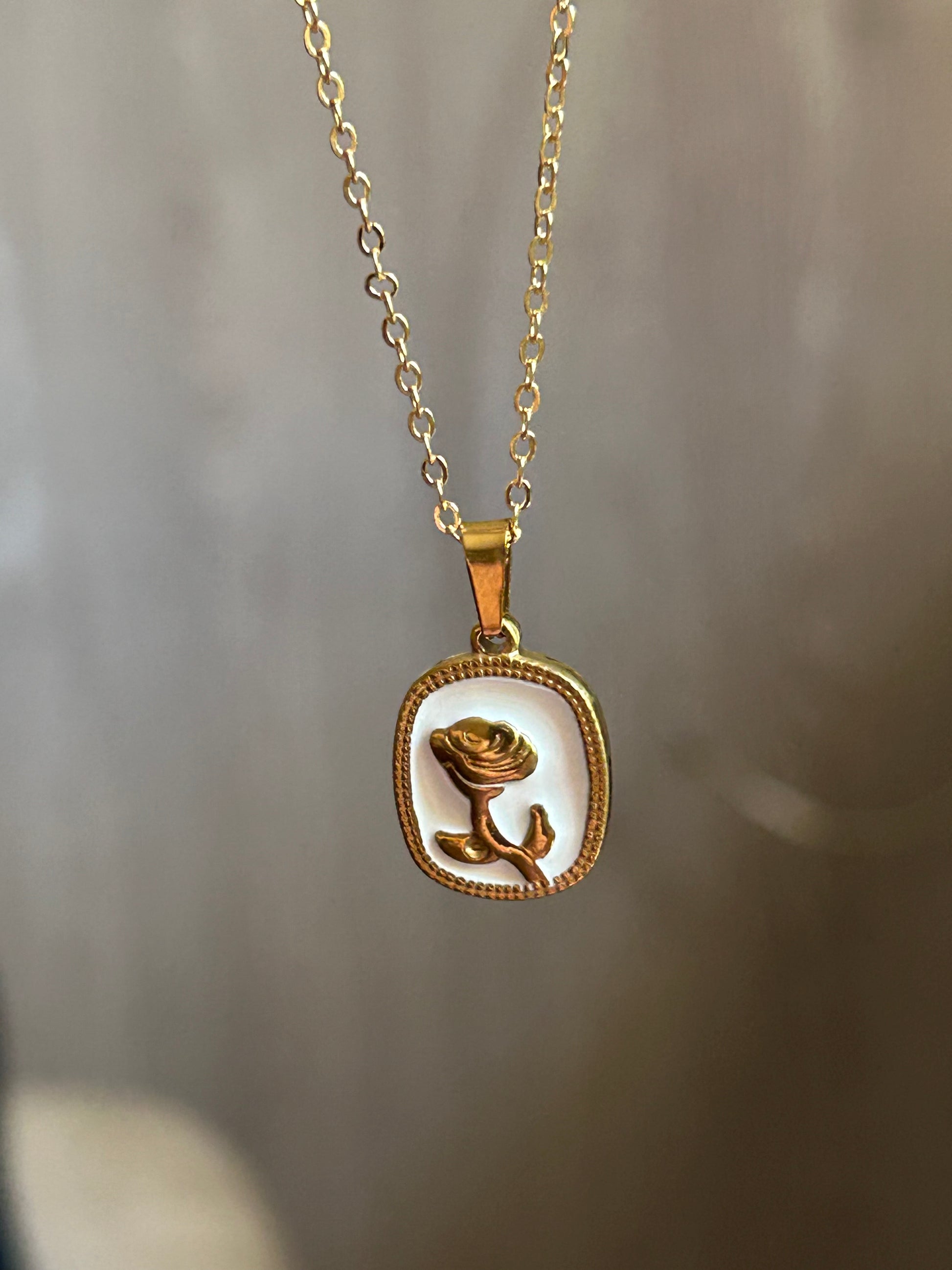 Collier Médaillon Rose Éternelle