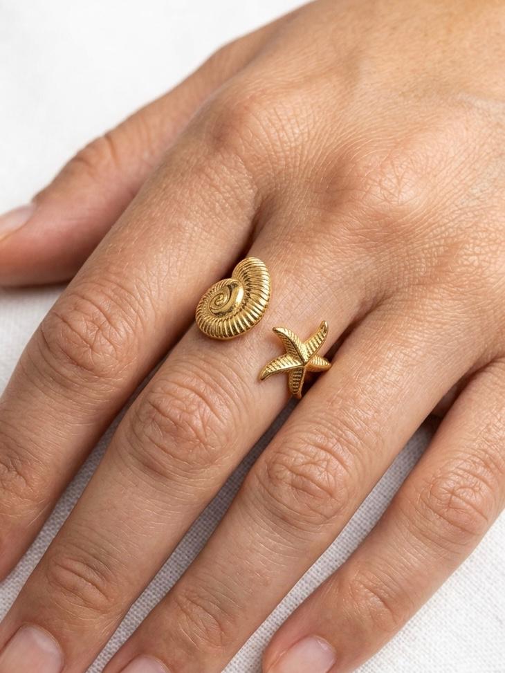 Bague shell&star